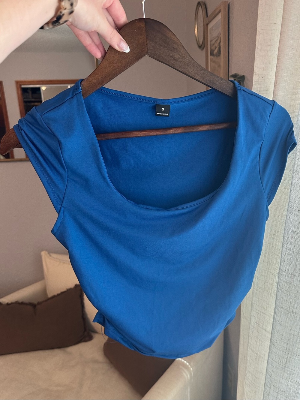 Women’s Scoop Neck Cap-Sleeve Top - Blue